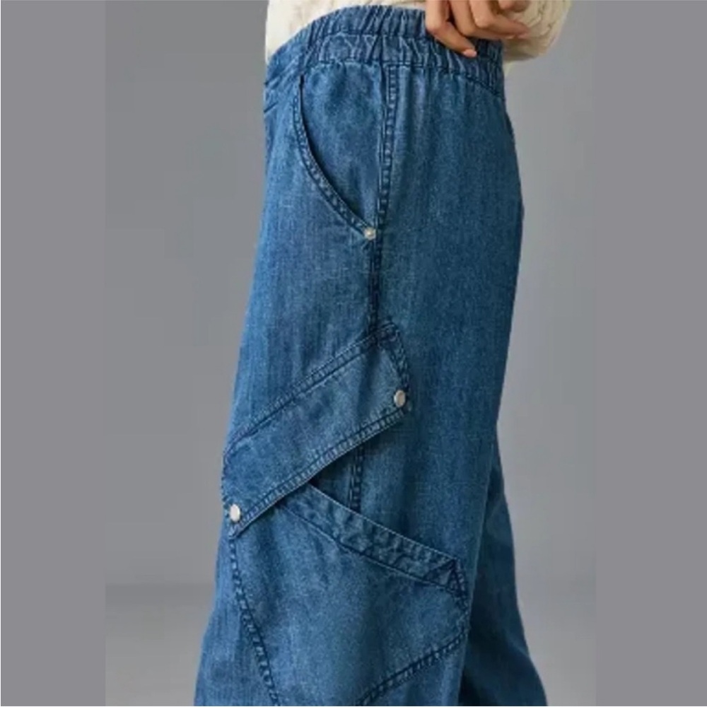 Pilcro Wide-Leg Flare Jeans in Blue - Picture 3 of 9